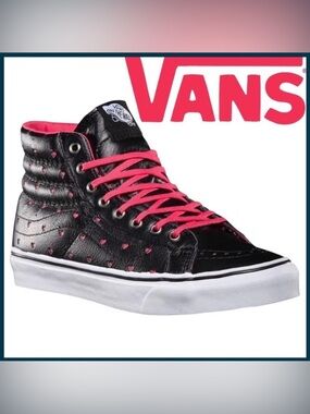 Rare Vans Unisex Sk8-Hi Slim Leather Perf Hearts Shoes (M7/W8.5)